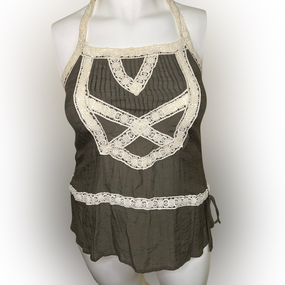 🌸5 for $25🌸 Mine Olive Green Lace Trim Tank